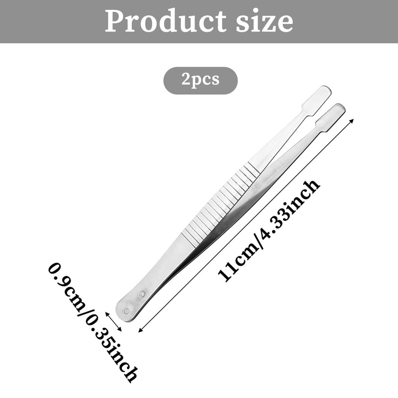 [AUSTRALIA] - JJUNW Pack of 2 Stamp Tweezers, Stainless Steel Flat Wide Tweezers, Universal Tweezers, Stamp Tweezers, Philately Collector's Tools for Stamps, Documents, Photo Development 