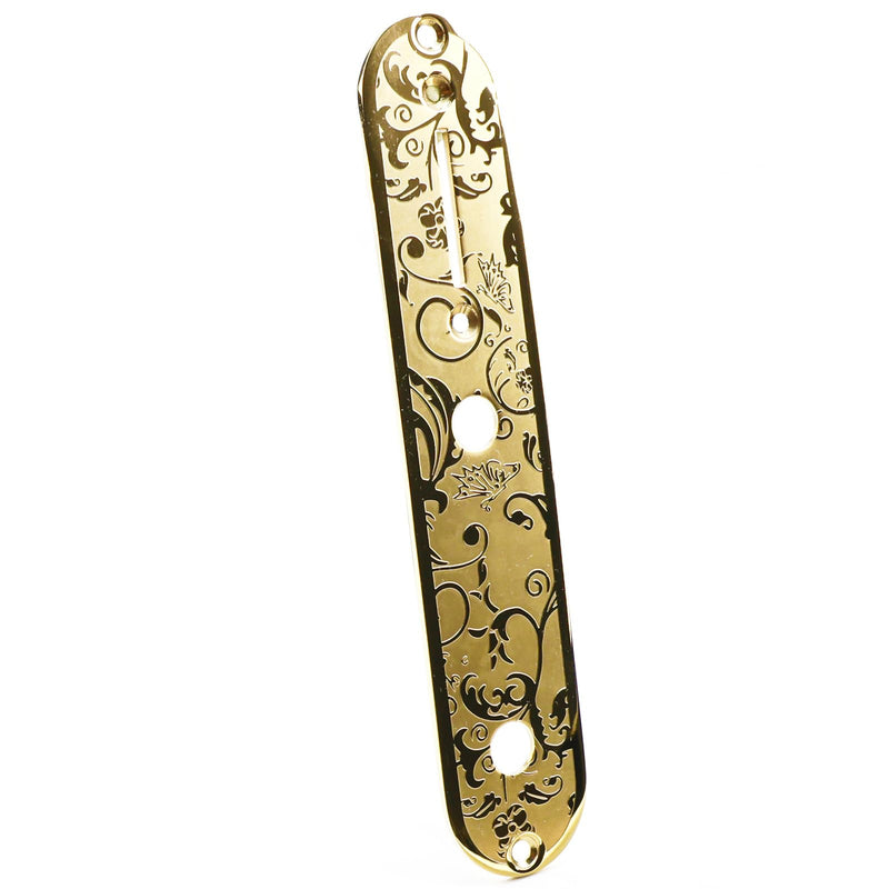 [AUSTRALIA] - Stainless Steel Engraved Telecaster Control Plate 2-Hole Mount 9.5mm (3/8") CNC Electric Guitar Control Plate Compatible with Most Fender Tele Style Guitar Replacement Parts（Gold） Gold 