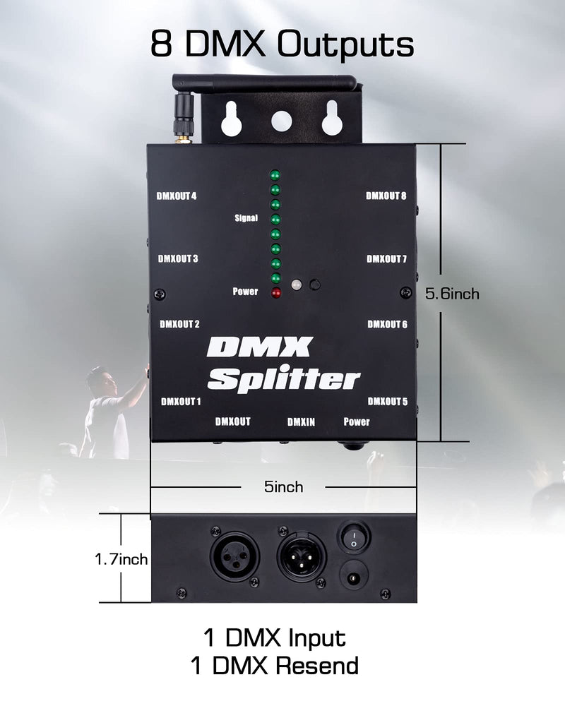[AUSTRALIA] - Pknight 8-Way Isolated DMX Splitter with 2.4g wireless Receiver Function 