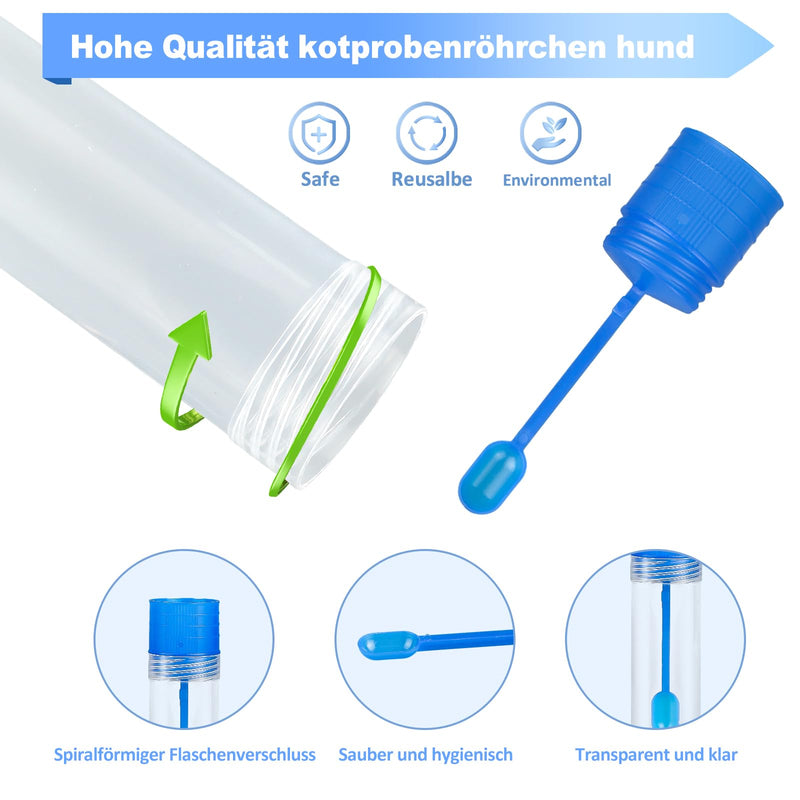 Pack of 25 Chair Sample Tubes, 15 ml Faecal Sample Tube with Spoon and Label Sticker, Cats and Dogs Fecal Sample Tubes Good Sealing, Dog Chair Sample Tube for Pets for Testing Pack of 25