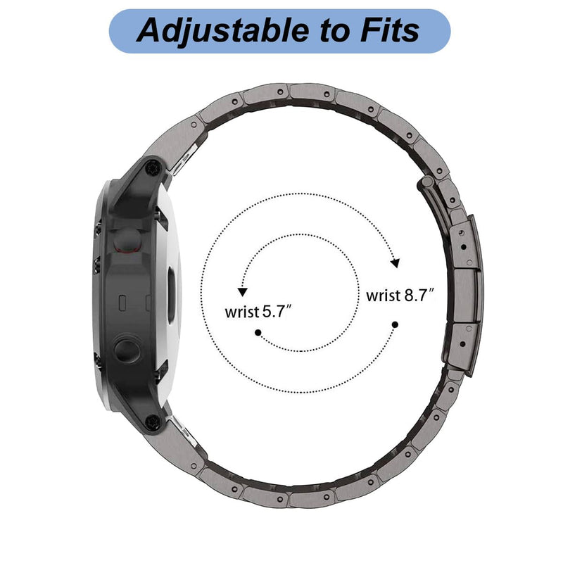 Titanium Bands for Garmin Fenix 8 (47mm)/7/6/5, Forerunner 965 955, Approach S60 S62, Quatix 7 6 5, Epix Pro 2 (47mm), MARQ Gen 2 | 22mm Quick Fit Watch Band Metal Strap for Garmin Watch Black