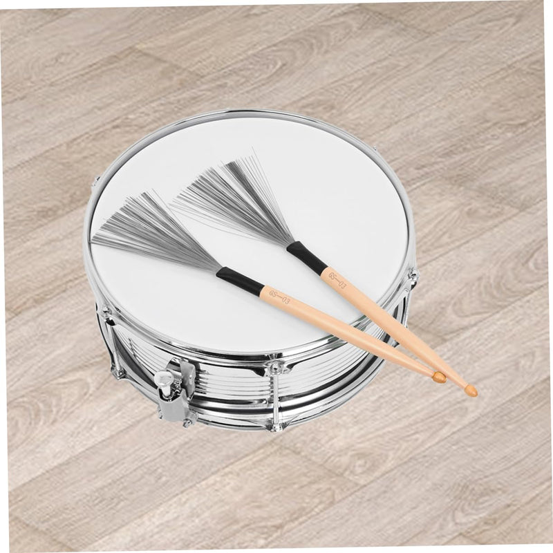 1 Pair Double head drum brush Practical Drum Brush wooden handle drum Drum Stick Brush drum shield snare wire musical instrument drum clean major maple Metal 35.5x1.5cm As Shown