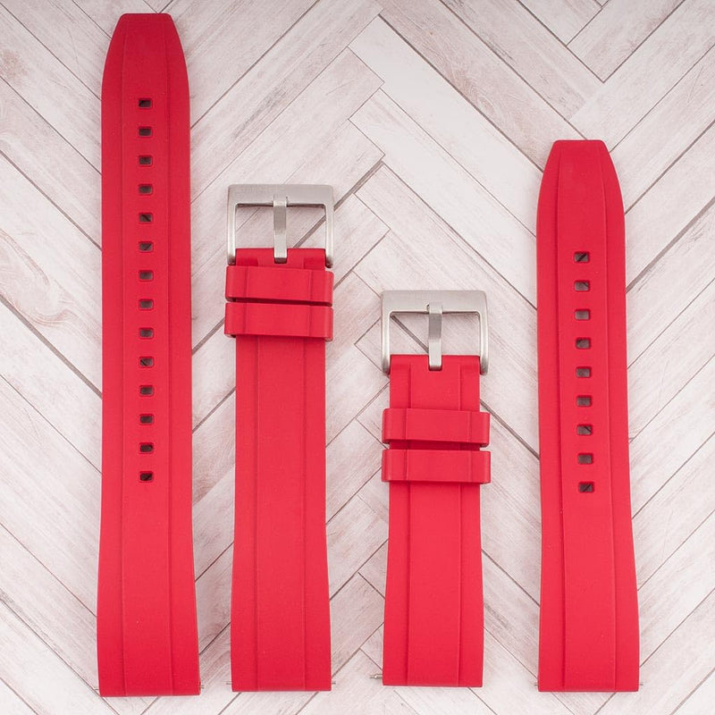 StrapHabit Extra Long Watch Strap for Large Wrists - Quick Release Rubber Band FKM 20mm 22mm Green