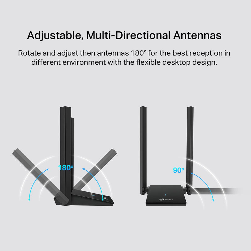 TP-Link USB WiFi 6 Adapter for Desktop PC,AX1800 Dual Band PC WiFi Antenna | USB Wireless Network Adapter with 2.4/5GHz, High Gain 5dBi Antenna, WPA3, MU-MIMO Supports Windows 11/10 (Archer TX20U Plus) AX1800