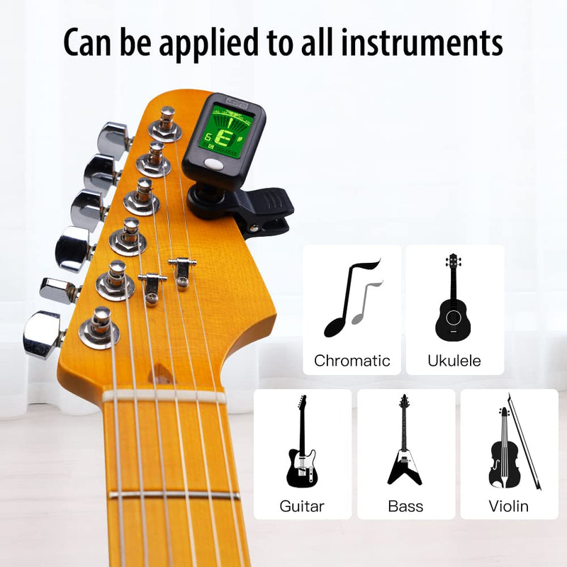 JOYO Clip on Tuner Digital Electronic Tuner for Guitar, Bass, Ukulele, Violin, Mandolin, Banjo Acoustics Calibration Tuner (JT-09 4PCS) 4