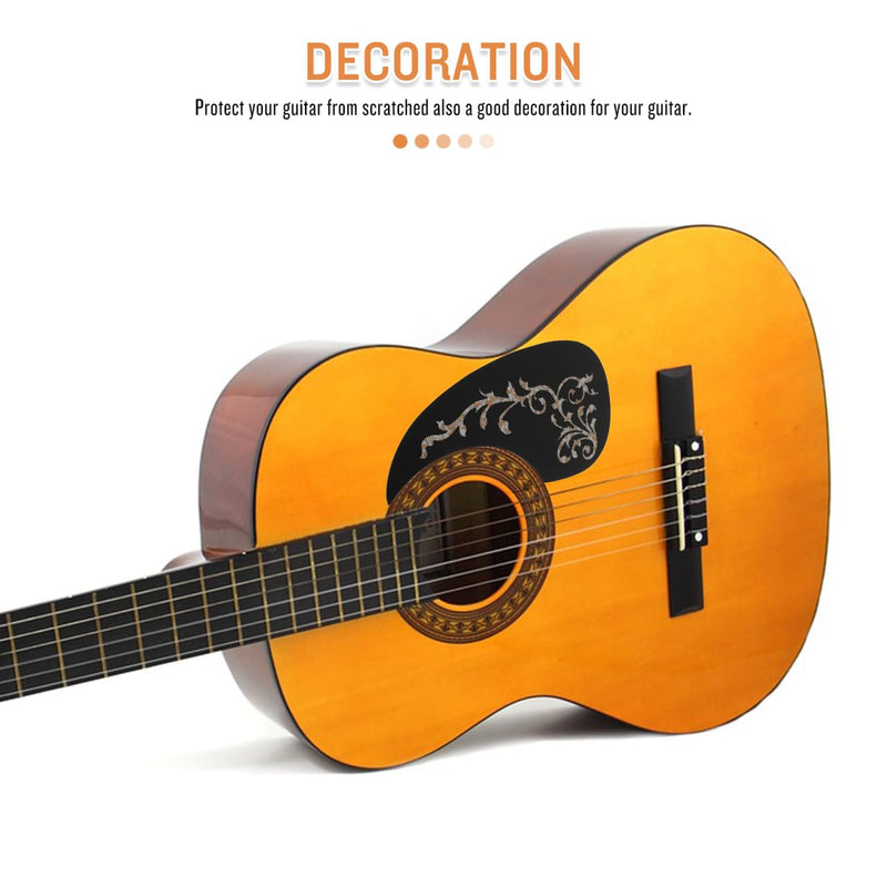 [AUSTRALIA] - Acoustic Guitar Pickguard White Vine Patterned Self-Adhesive Pickguard – 128MM Scratch Plate Replacement, Easy Install, Decorative Guard Sticker 