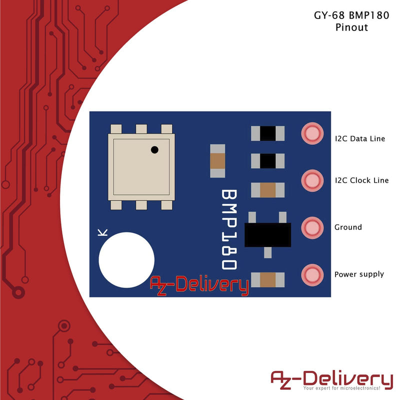 [AUSTRALIA] - AZDelivery ⭐⭐⭐⭐⭐ GY/BMP180 Barometric Pressure Sensor Module for Arduino and Raspberry PI 1x BMP 180 1 