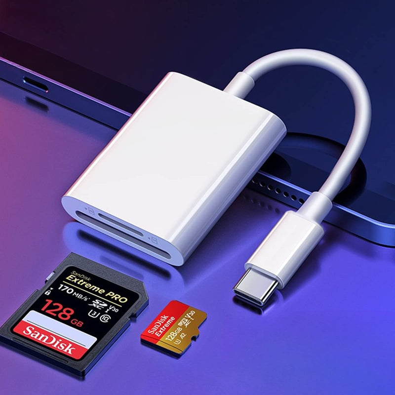 SD Card Reader for Android, Micro SD Card to USB Adapter, USB C SD Card Reader for Camera Memory Card Reader, Wansurs SD Card Reader for PC Phone Pads (3 in 1, White)