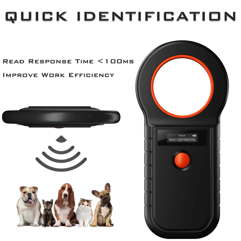 Smoostart Microchip Scanner, ISO11784/85/FDX-B/EMID 128 Records Data Storage Upload to PC Microchip Scanner Reader for Dog/Pet/Cat/Pig/Animal New Black