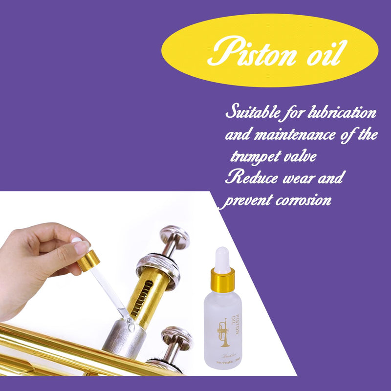 Trumpet Cleaning Kit - Trumpet (Short) Cleaning and Maintenance Kit - Multifunctional Trumpet Care Kit: Valve Oil x2, Cork Grease, Cleaning Cloth, Mouthpiece, Cleaning Brush, Gloves trumpet cleaning kit
