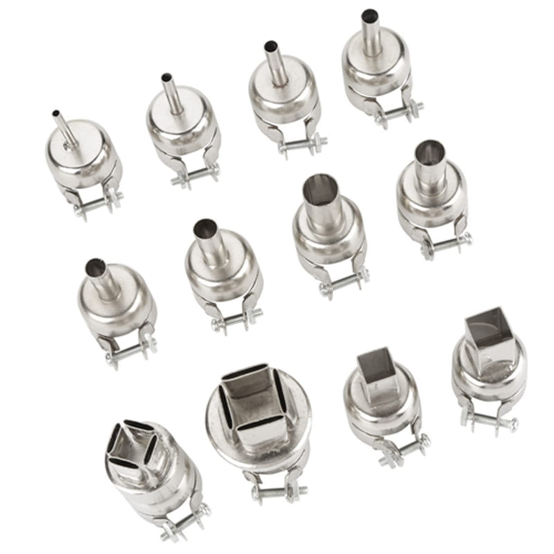 Hot Air Gun Nozzle Heat Nozzle 12pcs Steel Heat Nozzle Set for 850 Hot Air Soldering Station Repair Tool Accessories Heat Soldering Heat Guns