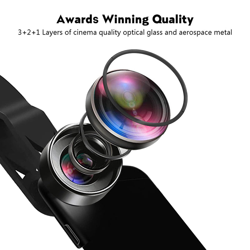KEYWING iPhone Camera Lens 3 in 1 Phone Lens Kit, 198 Fisheye Lens + 120 Super Wide-Angle Lens + 20x Macro Lens for Phone Samsung Android Smartphone