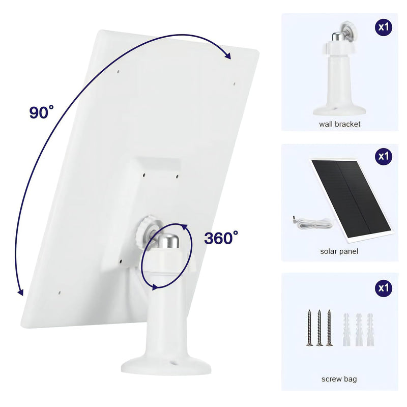 Solar Panel Charger for Ring Camera, Compatible with Ring Stick Up Cam Battery, Ring Spotlight Cam Battery, Not for Spotlight Plus/Pro, Waterproof, 6W Fast Charging, DC3.5mm Plug (White) White