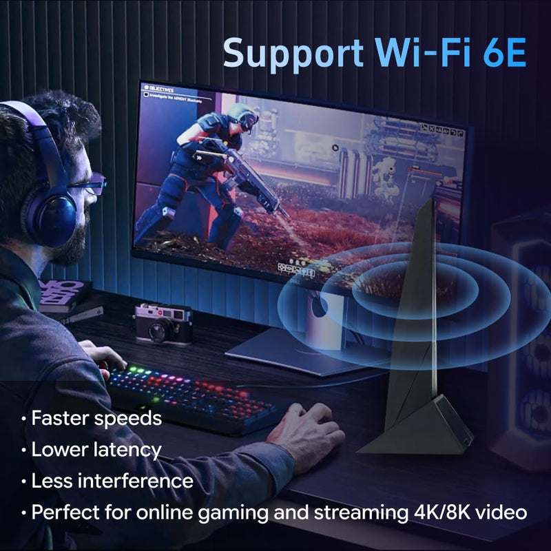 SAMXI SMA WiFi 2T2R Dual Band Wi-Fi Moving Antenna 2.4G/5G Wi-Fi 6e for ASUS Rog Strix Z270 Z370 X370 Z390 Z490 X570 Z170 X299 /Gaming B550-PLUS B650-PLUS B760-PLUS PC Desktop Computer