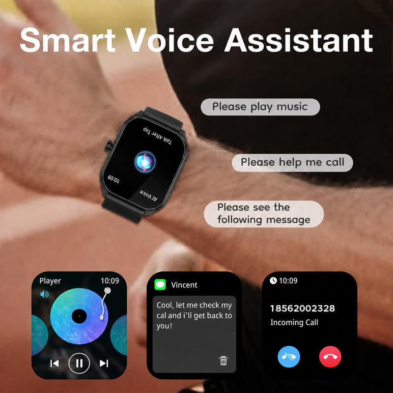 AOLON Curve Smart Watch, 2.01" Curved Screen Bluetooth Call IP68 Fitness | 7-Day Long Battery Life, HD Large Display Sleep Heart Rate Blood Oxygen Monitoring Black 2.01 Inches