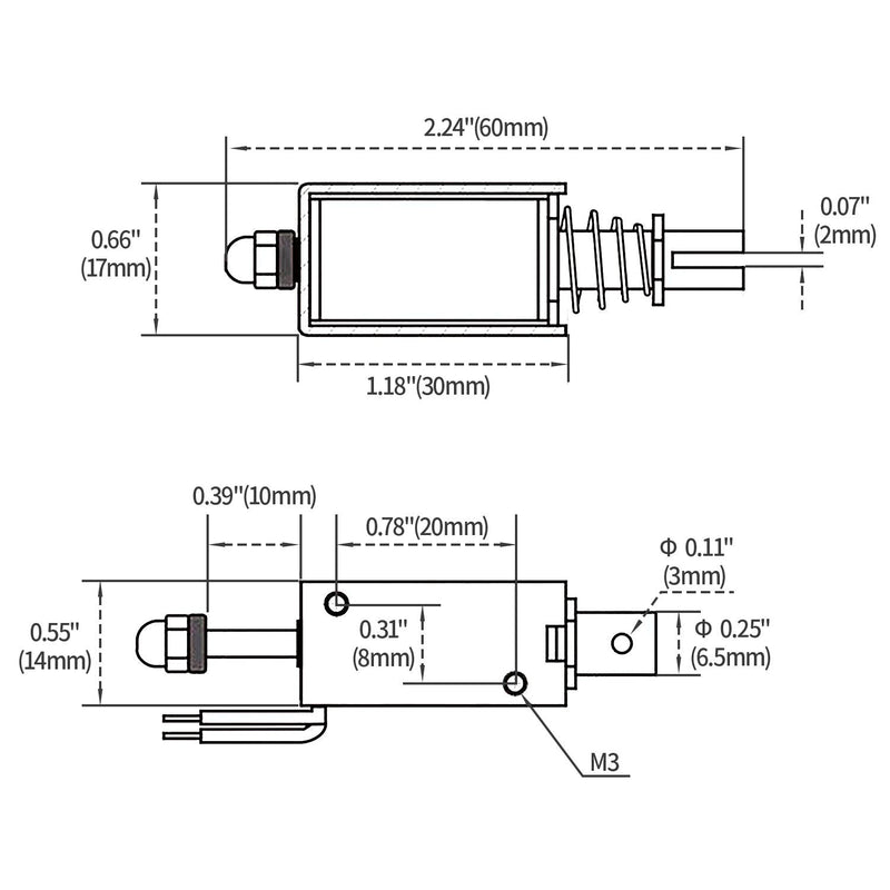 Hechen solenoid electromagnet HS-0730B DC 24V 500mA 5N 10mm stroke push pull type open frame