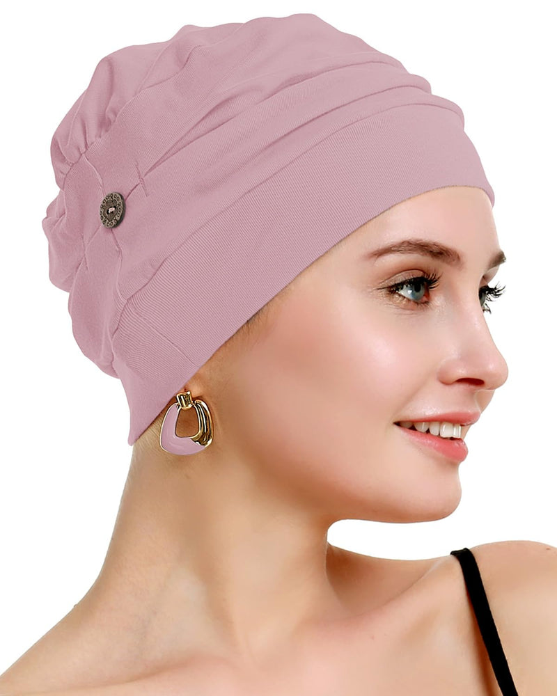 osvyo Cotton Chemo Headwear for Women with Cancer and Hair Loss, Cotton Hat, Lightweight Headwear, Sealed Packaging HELL-APRICOT-BLUSH