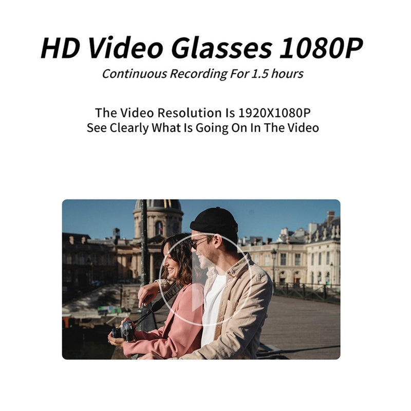 Camera Glasses Smart Video Glasses with Camera Wearable Sports Eye Glasses Outdoor Recording Motorcycle Riding Hiking Built-in 32G Memory