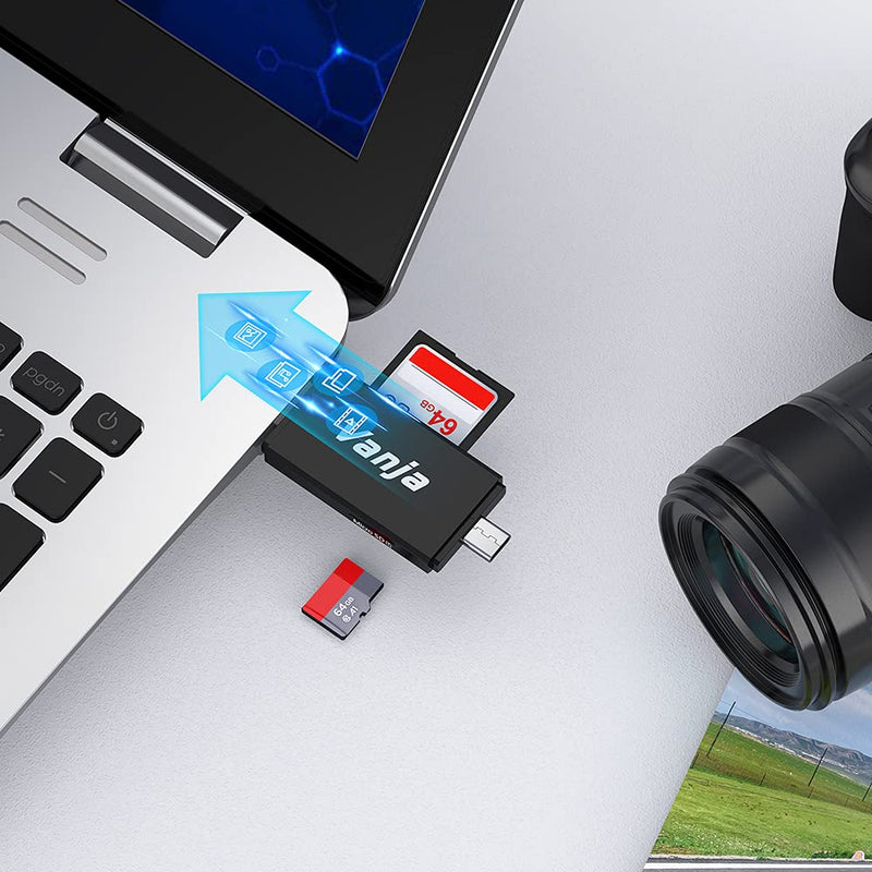 Vanja USB Type C SD Card Reader, USB 3.0 Micro SD Card Reader Adapter Used for SD-3C SD Micro SD TF SDXC SDHC MMC RS-MMC Micro SDXC Micro SDHC UHS-I