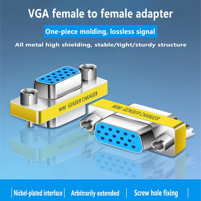 vga to vga 15 vga Connector、Null Modem Adapter Male to Male、Male to Female、vga Female to Female Adapter Extender Dual vga Adapter for 2 Monitors (2, Female to Female)