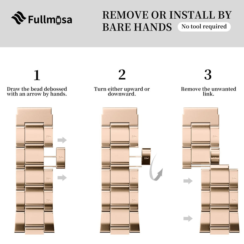 Fullmosa Compatible Stainless Steel Apple Watch Band 41mm/40mm/38mm Rose Gold with Case & Compatible Metal No tool needed Apple Watch Band with case 41mm/40mm/38mm,Rose Gold
