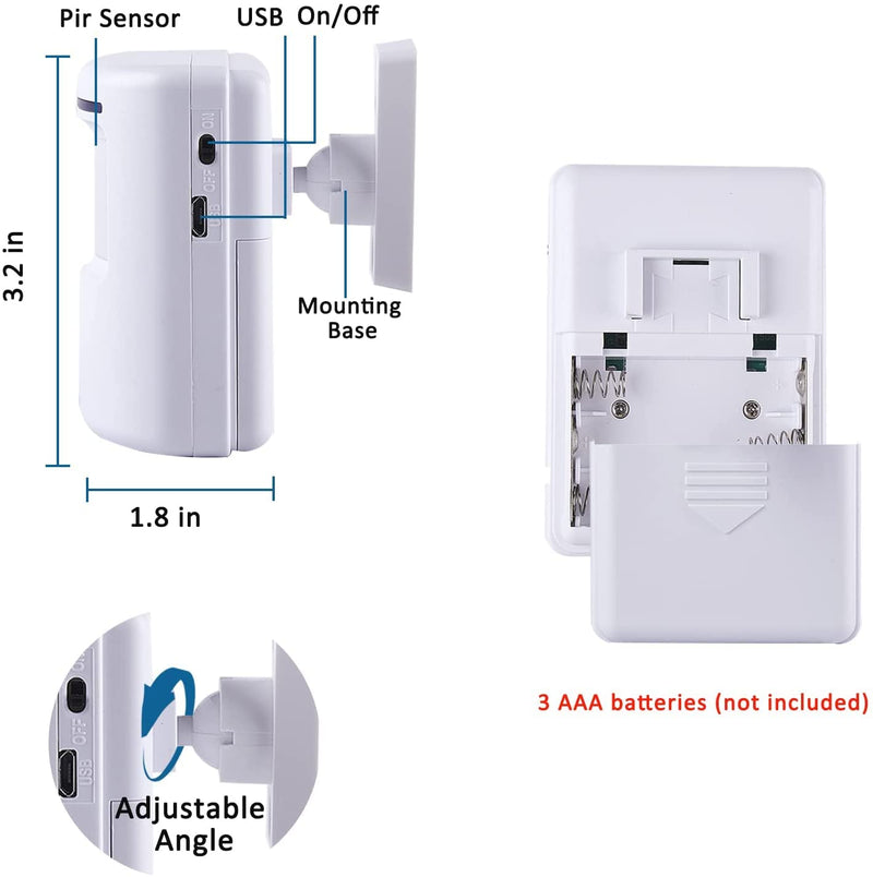 Motion Sensor Alarm, Long Range Wireless Driveway Alarm, Indoor Home Security System Electric Doorbells, 4 Motion Detector and 2 Alarm, 38 Chime Tunes, LED Indicator 2 alarm + 4 detector