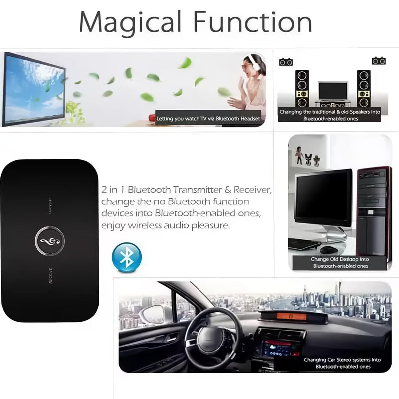 Bluetooth Transmitter Receiver Wireless Adapter 2 in 1,HIFI Bluetooth 5.0 Audio Adapter for Home Stereo with RCA 3.5mm AUX,Music Audio Adapter for Headphones/Speakers/Airplane/Home Theater/PC/Car