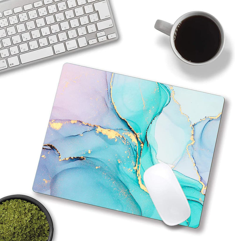 Armanza Mouse Pad, Cyan Blue Marble Mouse Pad, Washable Square Cloth Mousepad for Office Laptop, Non-Slip Rubber Base Mouse Pads for Wireless Mouse, Computer Mouse Pads for Desk 01 Marble