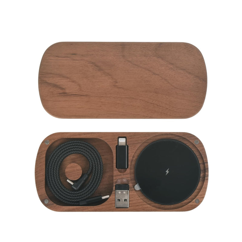 Multi USB Charger Adapter Charging Cable,Type C to USB OTG Converter,USB C to iOS,Portable Box for(Walnut)
