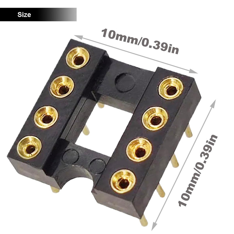 Youmile 30pcs DIP-8 IC Round Sockets, 2.54mm Pitch 8 Pin IC Socket Adapter Solder Connector Gold Plated Not Easy to Break with Tin Pin for DIY Electronics Experiment