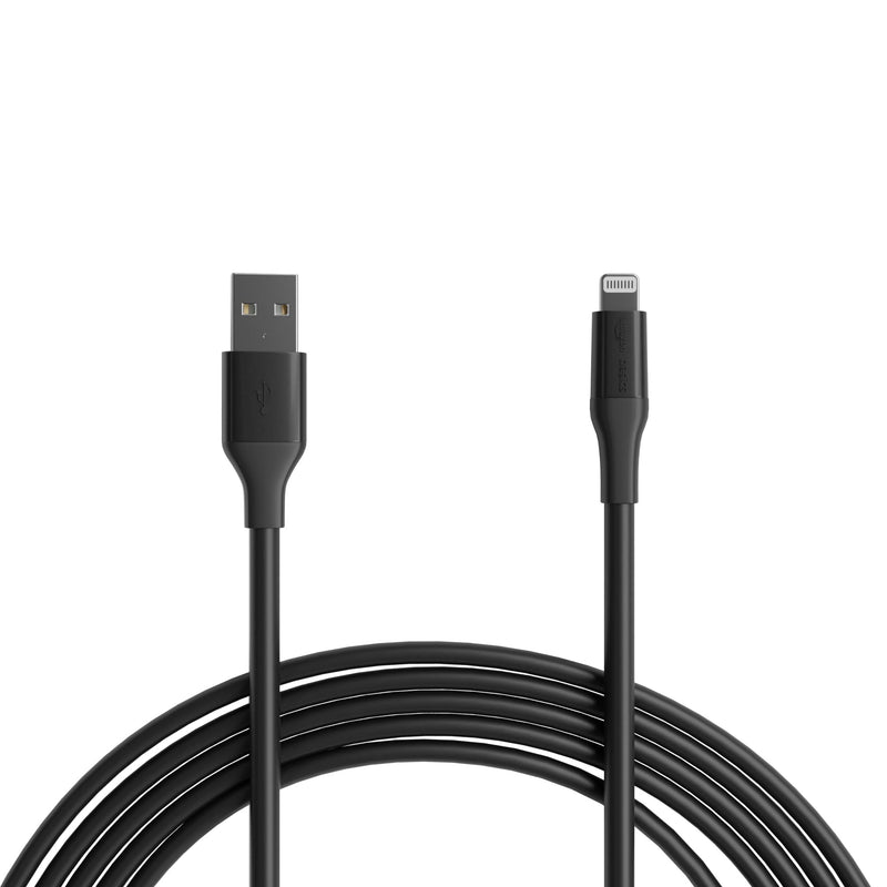 Amazon Basics - USB-A to Lightning ABS Charger Cable (10 feet), MFi Certified for Apple iPhone 14 13 12 11 X Xs Pro, Pro Max, Plus, iPad, 10,000 Bend Lifespan, Black 10 feet