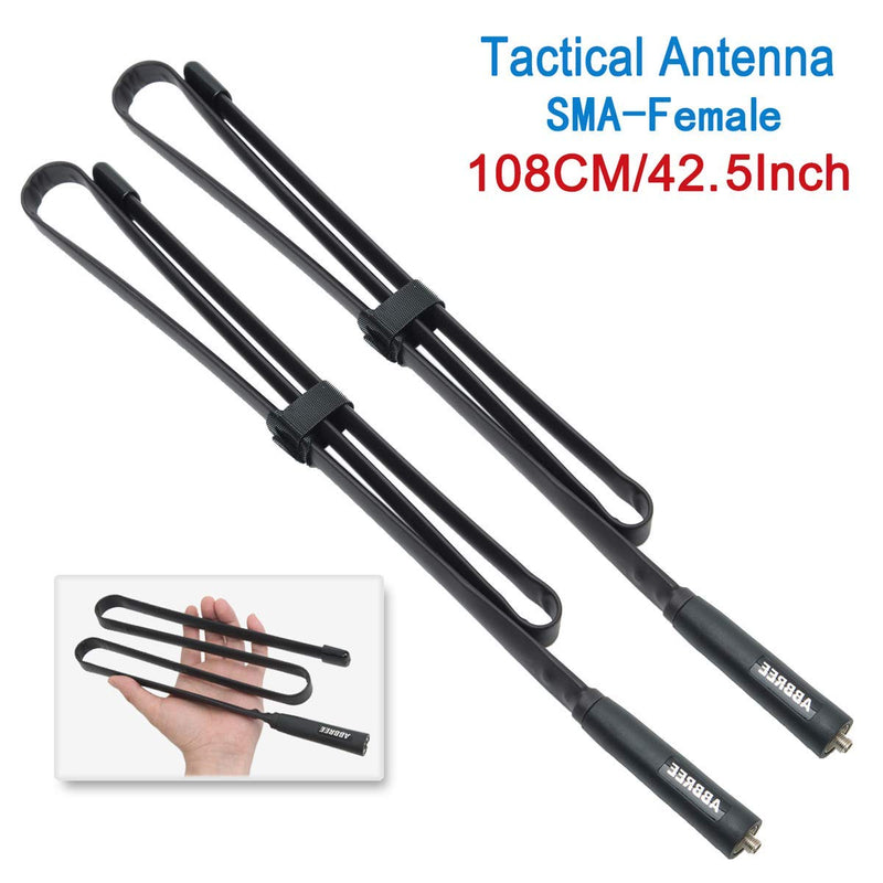 [AUSTRALIA] - 2 Pack ABBREE 42.5-Inch Length SMA-Female Dual Band 144/430Mhz Foldable CS Tactical Antenna for GMRS Radio Baofeng UV-5R BF-F8HP 5RM UV-21R UV-5G Plus GM-5RH K5PLUS AR-152 GM-15PRO Radio Antenna 