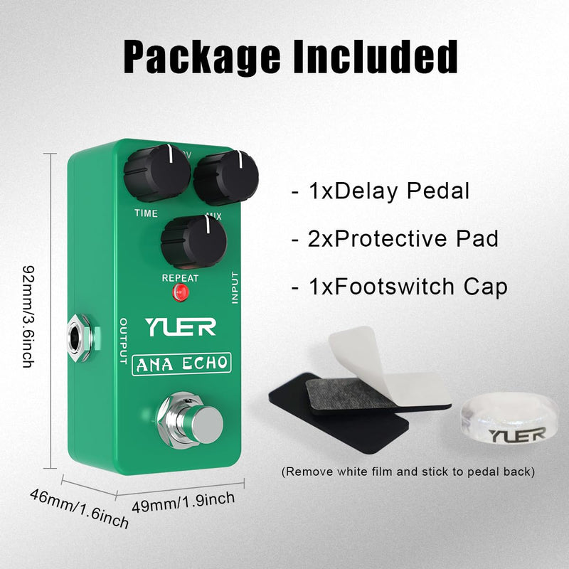 Guitar Delay Pedal, ANA Echo Delay Effect Pedal for Electric Guitar with Footswitch Cap Aluminum Case Delivers Warm, Clean and Smooth Delay Effects - True Bypass RS-10