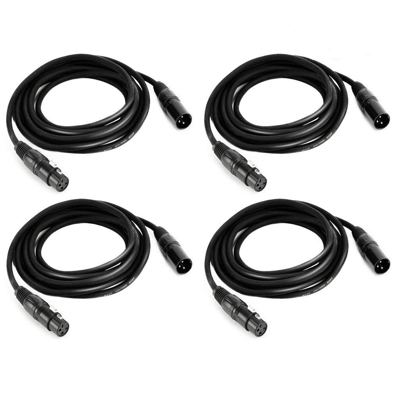 [AUSTRALIA] - MFL. 10 ft Flexible DMX Cable 3 Pin Signal XLR Male to Female Cable Wire for Stage Lighting DJ Lights, 110 Ohms Impedance, Black, 4 Pack 10.2ft/3.1M 