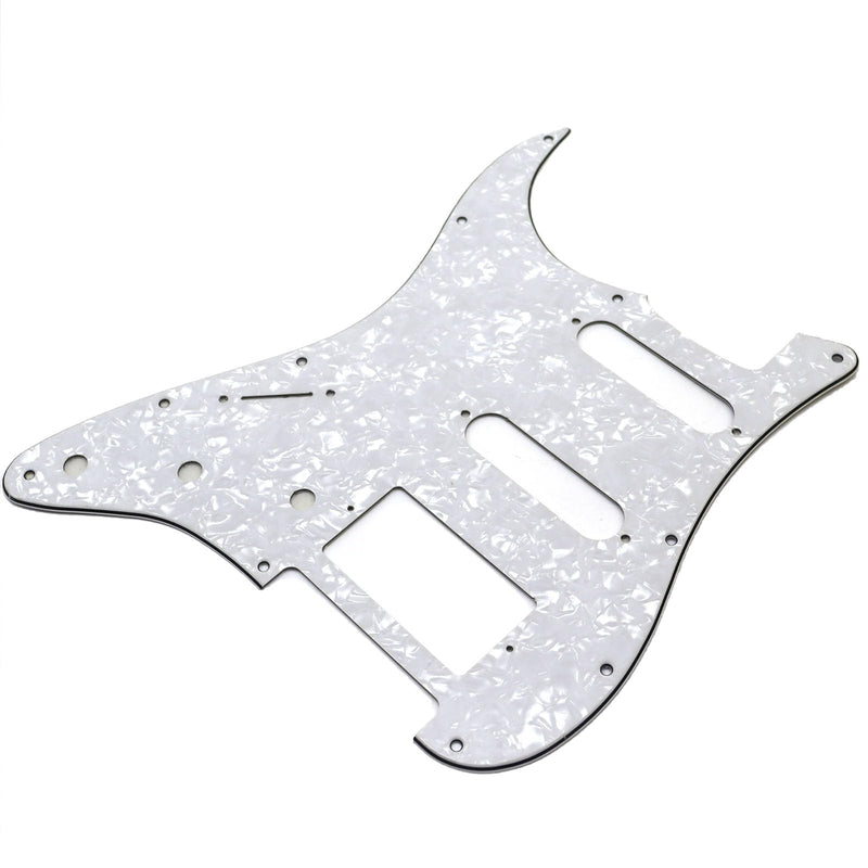 Left Handed White Pearl 3 Ply 11 Hole Strat Electric Guitar Pickguard HSS Pick Guard for Fender USA/Mexico Stratocaster/Strat Style Guitar Parts, with Pickguard Screws