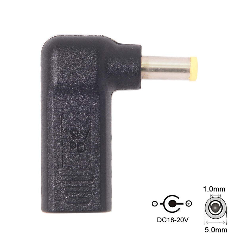 CY USB 3.1 Type C USB-C to DC 5.0x1.0mm Adapter Emulator Trigger 90 Degree Angled Yellow Connector