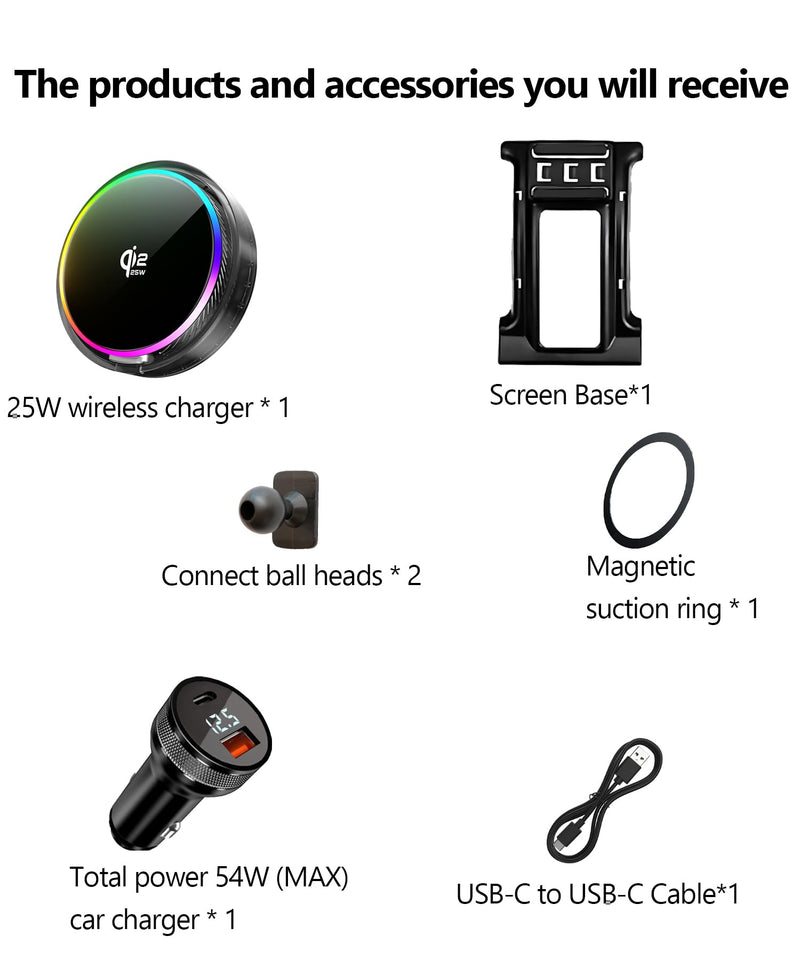 25W Car Mount Charger for Honda CR-V 2007-2011 CRV | 2007-2011 Honda CR-V CRV Qi2.2 25W MagSafe Fast Charging Cell Phone Holder Accessories,with Cooling Fan＆54W Fast Adapter for 2007-2011 Honda CR-V