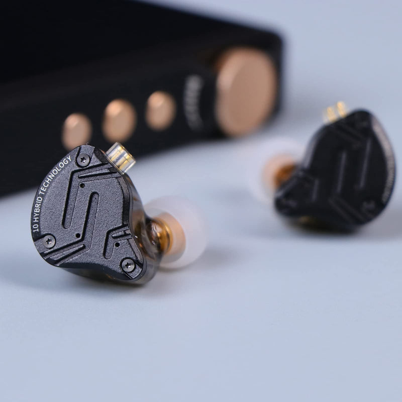 Linsoul KZ ZS10 PRO X HiFi in Ear Earphones(Without Mic, Black) + Tripowin Zonie IEM Cable(Recessed 2pin, 3.5mm, Grey)