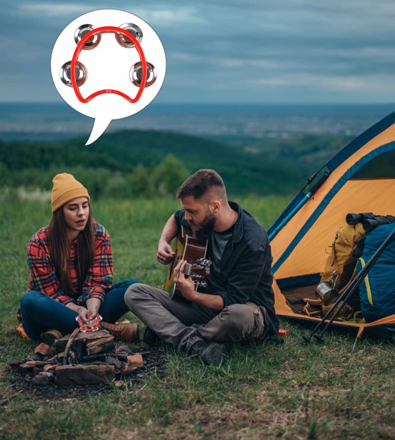 12 Pack Plastic Percussion Tambourine Hand Tambourine Bells, Mini Percussion Tambourines Bulk Hand Held Percussion Drum Musical Rhythm Instrument for Adults Kids Party Supplies(4 Colors) 12 Pack