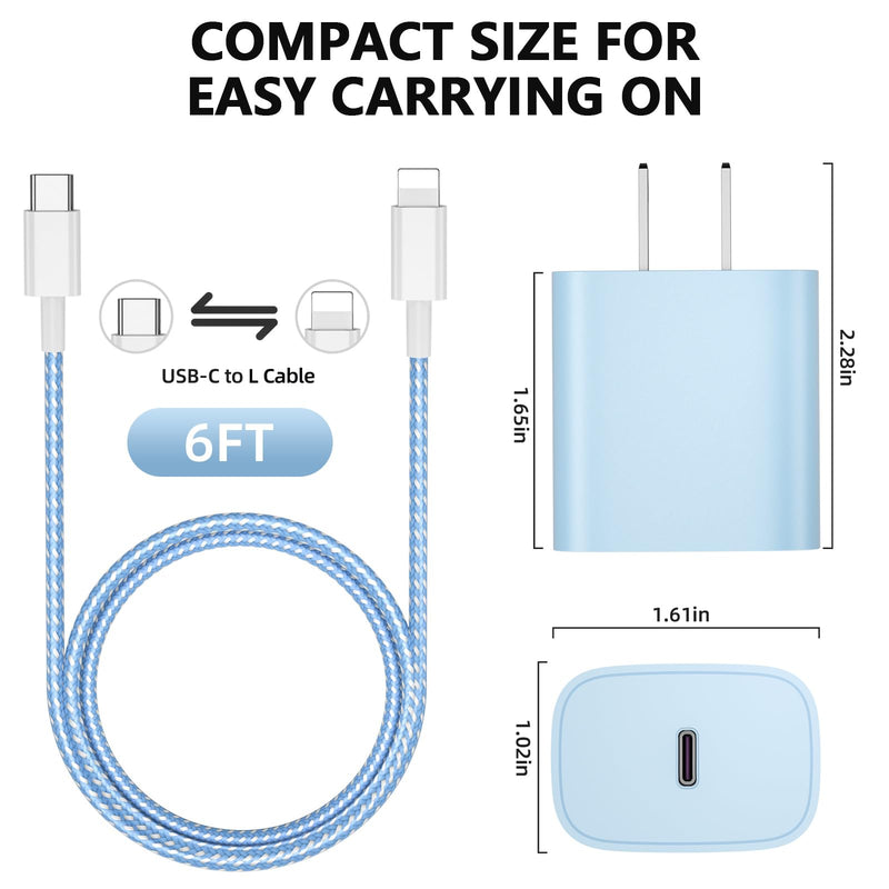 [AUSTRALIA] - Phone Charger Fast Charging, 4 Pack 20W USB C Wall Charger Block with 6FT Charging Cable for Phone Fast Charger Compatible with Phone 14/14 Pro Max/13/13 Pro/12/12 Pro/11/11 Pro/XS, Pad and More 