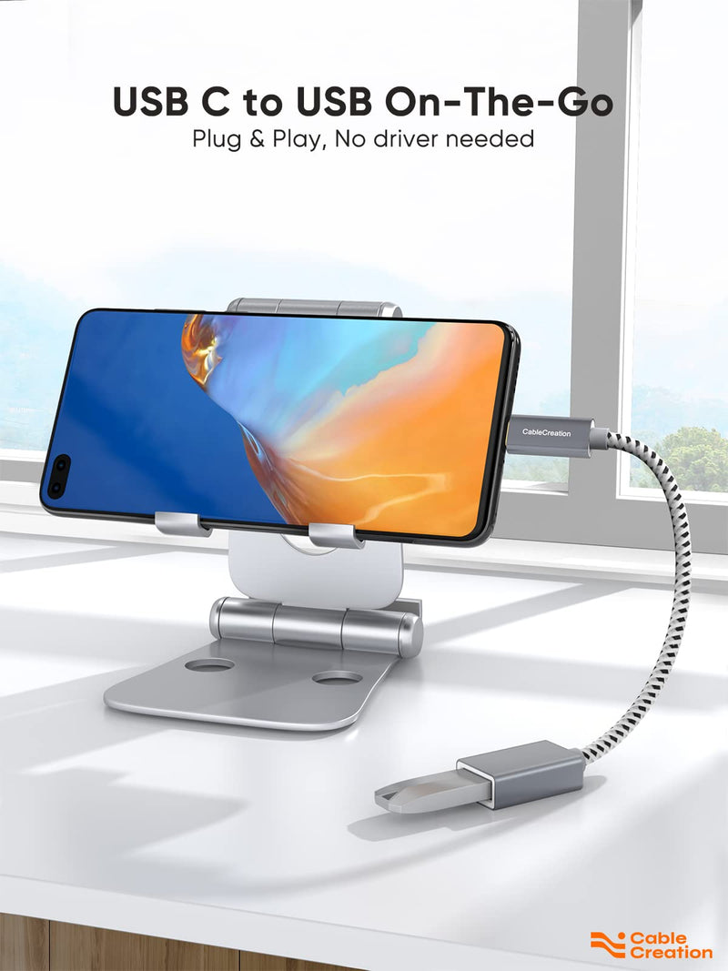 USB3.1 USB Female to USB C Adapter 0.5 FT, CableCreation USB C to USB A Female Adapter Cable OTG 5Gbps Data Female USB A to C Male for MacBook Pro Air XPS 15 Galaxy S22 Ultra S21 etc, 0.15m Space Gray