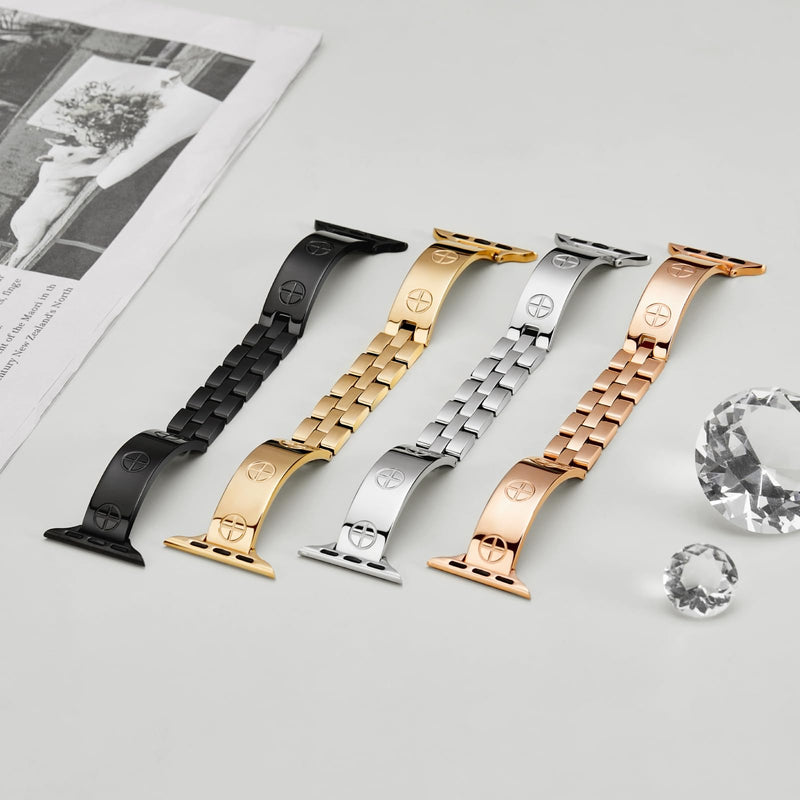 Missair Stainless Steel Metal Band and Bling Soft TPU Case Compatible with Apple Watch 45mm Series 9 8 7