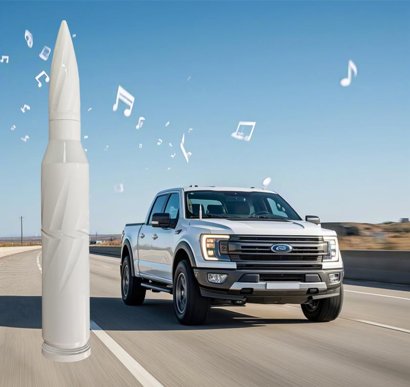 White Car Truck Bullet Antenna 50 Cal Bullet Antenna Truck Accessories Universal Replacement for GMC Sierra 1500 Chevy Dodge Ram Silverado 1500 2500 3500 Ford F150 F250 F350 Spiral (White, 5.5inch) White