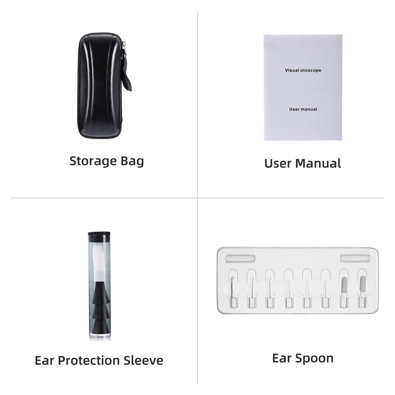 Jiusion 3.9mm Ultra-Thin Portable USB Digital Otoscope Camera with Carrying Case, HD 720P 6 LED Visual Ear Scope with 3 Hats 2 Silicone Caps 8 Earwax Spoons for Android Windows Mac NOT for iPhone iPad