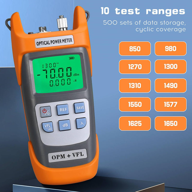 A-G710B Fiber Optic Power Meter Integrated Machine 30-70~+10dbm with LC Adapter SC/FC/ST Interface Adapter Fiber Optic Cable Tester Optical Power Meter