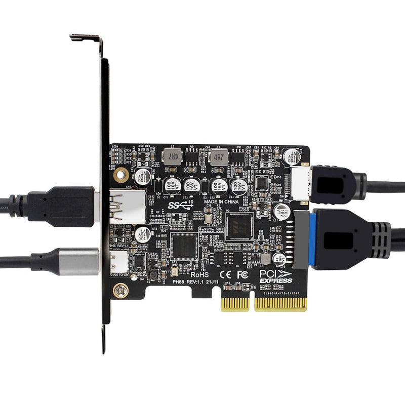 chenyang 4 Port PCI-E 4X to USB A/USB C/USB 3.0 20Pin/USB 3.1 Front Panel Socket USB 3.1 Gen2 PCI Express Expansion Card Adapter with ASM3142 VL822 Dual Chipset 4 Port USB 3.0/USB C/USB 20Pin/USB 3.1