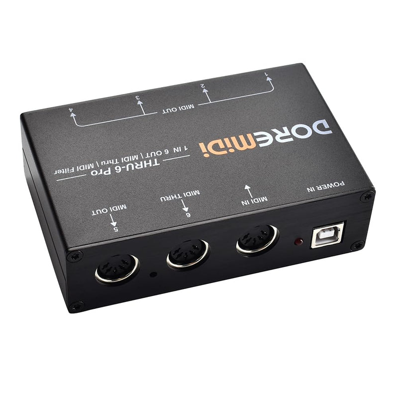 MIDI THRU-6 Pro Box MIDI Splitter + Filter Be Used To Convert 1 MIDI Input Into 6 MIDI Outputs + USB MIDI Output