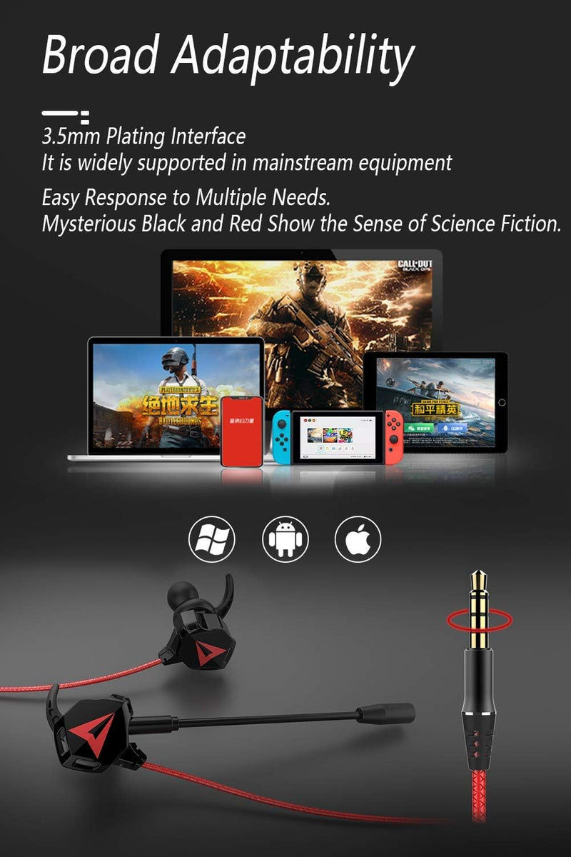 [AUSTRALIA] - KASOTT Battle Buds Pro in-Ear Gaming Headset with Dual Microphone, Mute and Volume Control, Wired Earphones for Mobile Gaming, Nintendo Switch, Xbox One, PS, PC (Black) Black 