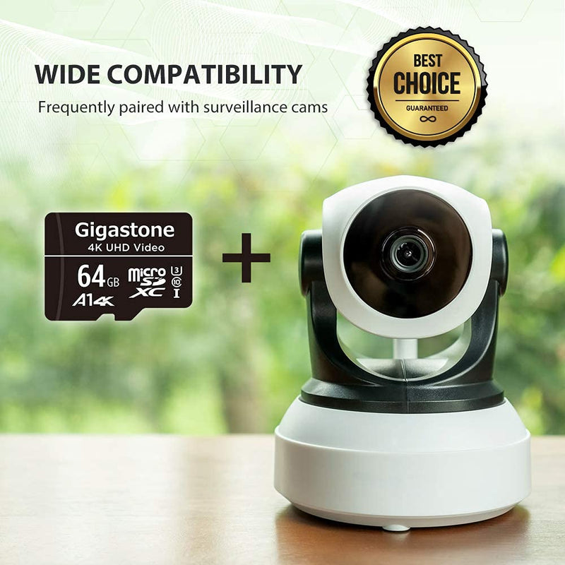 [Gigastone] 64GB 5-Pack Micro SD Card, 4K UHD Video, Surveillance Security Cam Action Camera Drone Professional, 90MB/s Micro SDXC UHS-I A1 Class 10, with Adapters MSD 64-1-5PK