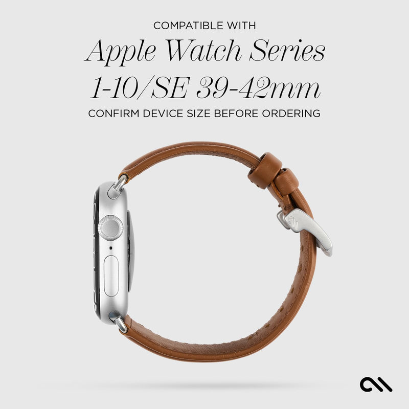 Case-Mate Apple Watch Leather Band for Women - Compatible with 38mm - 42mm iWatch Series 11/10/9/8/7/6/5/4/3/2/1 and SE - Signature Premium Leather Band Strap - Easy to Install and Remove - Cognac